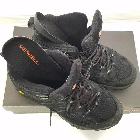 Merrell Men Black Night Moab Hiking Boots 7 - Picture 2 of 16